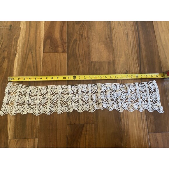 Vintage Handmade Crochet Grey Short Valance Curtain Filet 29”*6” - Picture 4 of 6